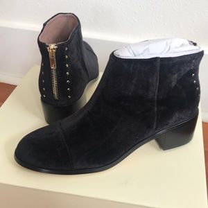 Anthropology velvet studded ankle boot